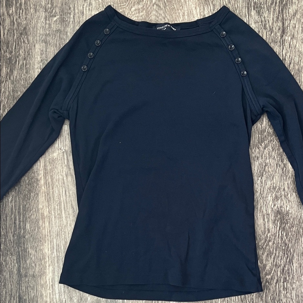 Jones New York Navy Long Sleeve Top - Picture 1 of 1